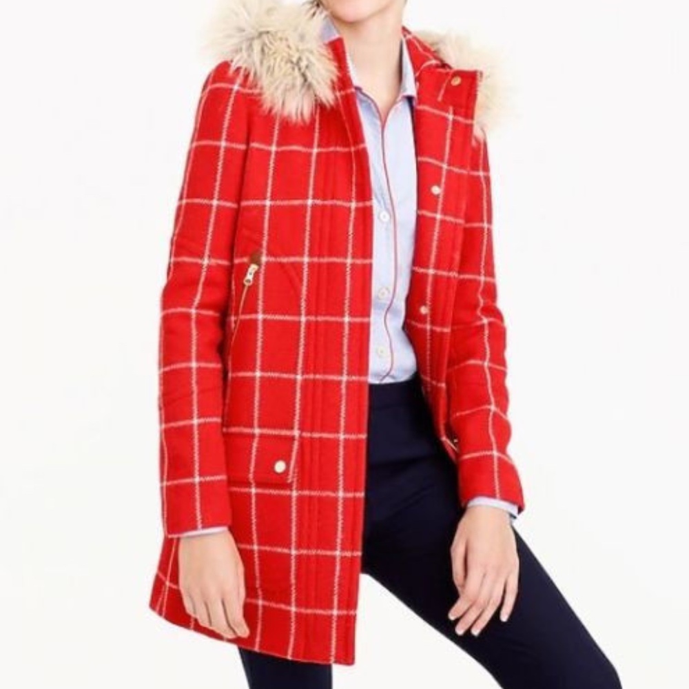 J. Crew Chateau Parka Windowpane Check Wool Coat 2